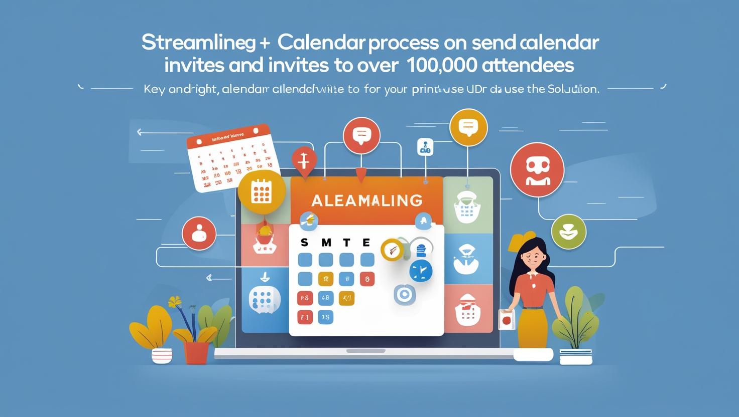 Interface showing calendar invitations being sent to over 10,000 participants instantly