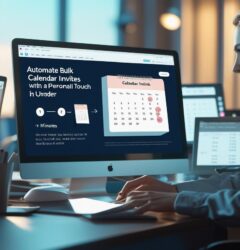 Dashboard showing automated bulk calendar invites with personalized event details sent in minutes