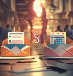 Comparison of an email invitation and a calendar event on screen, illustrating the difference in engagement for event attendance