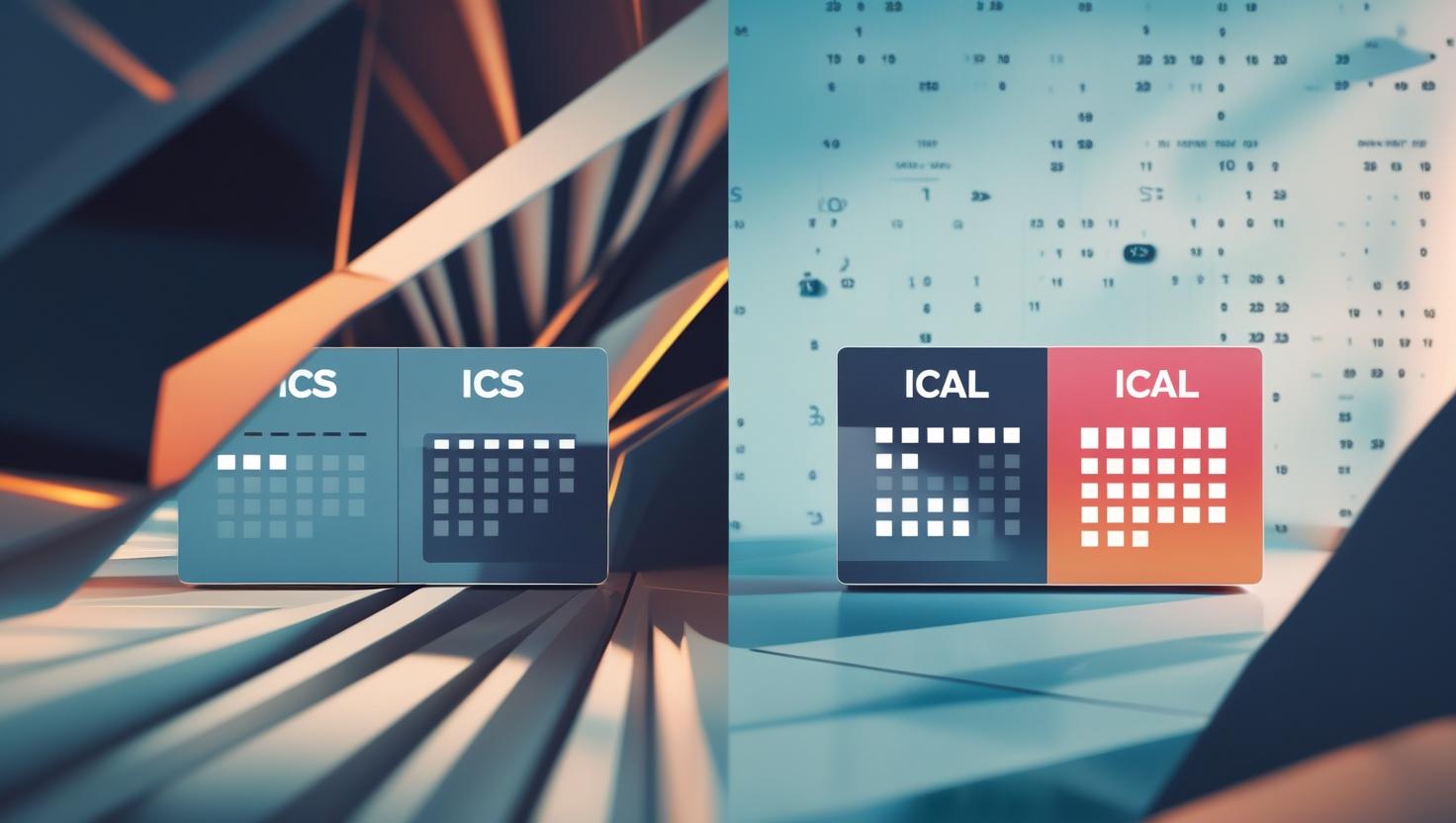 Illustration showing the difference between ICS and iCal calendar formats for event scheduling