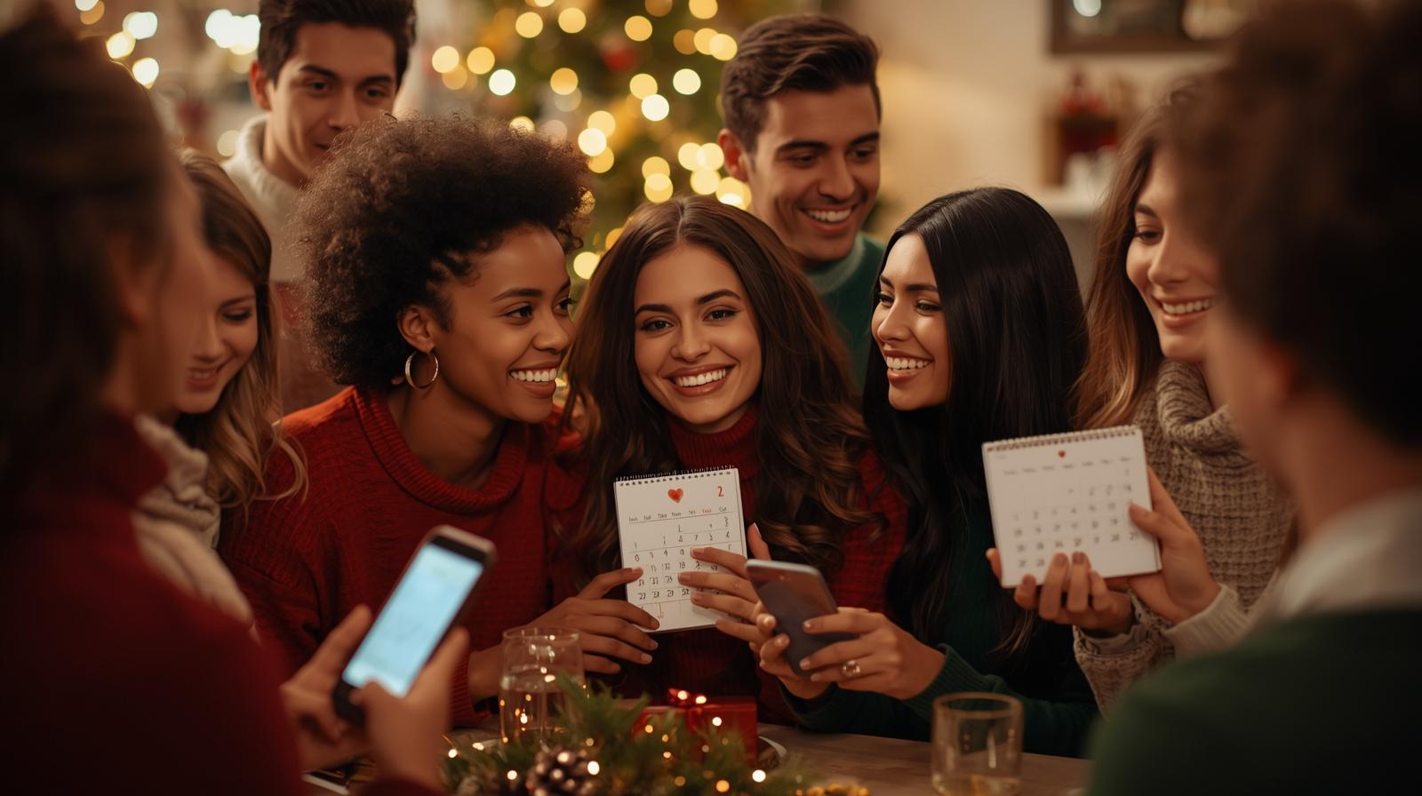 People celebrating Christmas together after receiving instant calendar invites