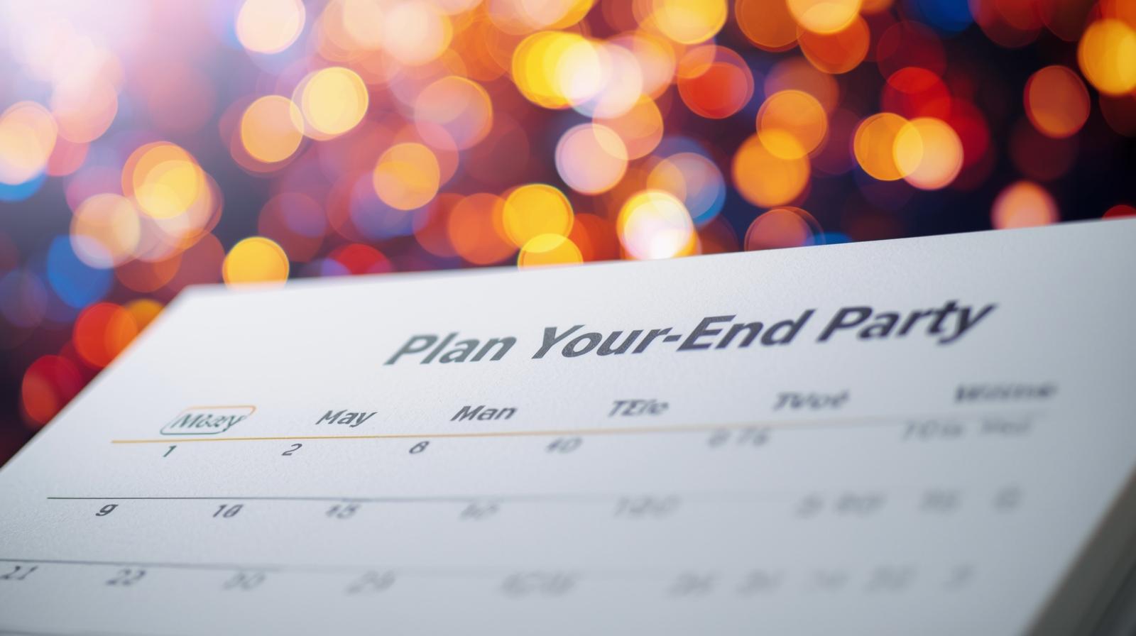 Team planning a year-end office party using calendar invites for easy scheduling